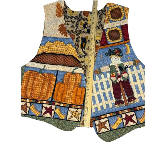 Vintage Cotton Handmade Fall Theme Halloween Reversible‎ Vest Women's Size Large - Picture 3 of 5